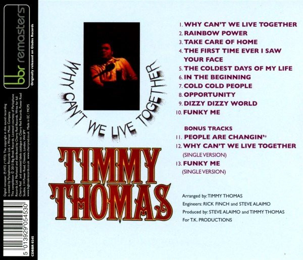 timmy thomas trasera Timmy Thomas – Why Can't We Live Together Cd (Bonus Tracks)