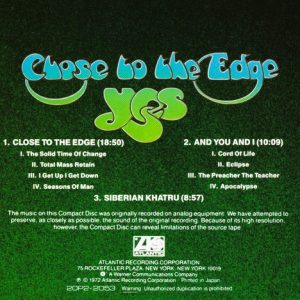 Yes – Close To The Edge Cd Japonés