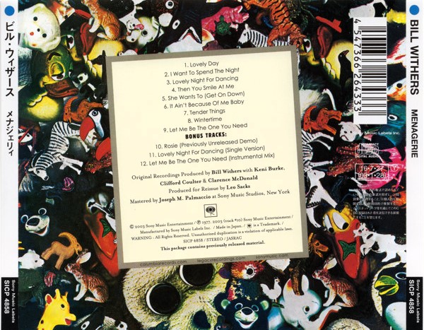 Bill Withers – Menagerie Cd Japonés (Bonus Tracks) AOR
