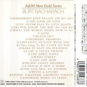 Burt Bacharach – A&M New Gold Series Cd Japonés