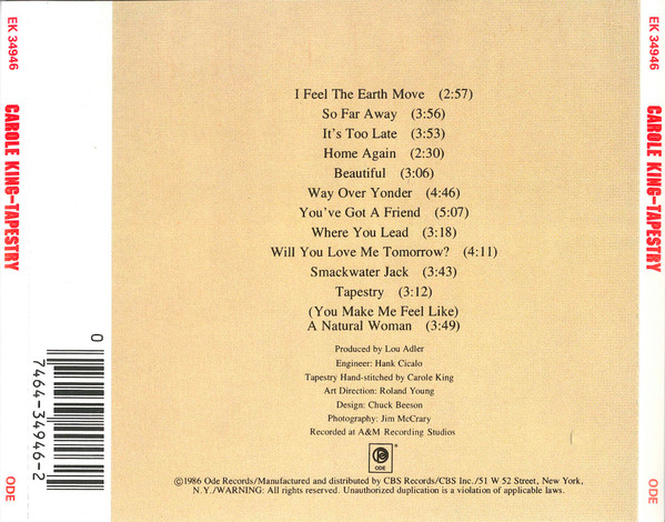 Carole King – Tapestry Cd