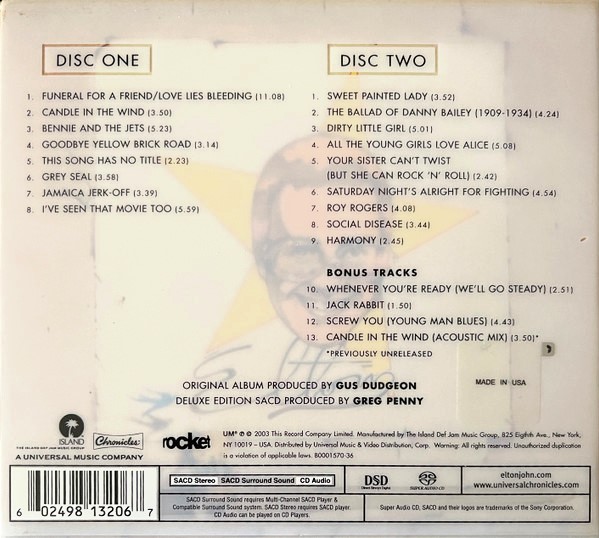 elton john goobye deluxe trasera Elton John – Goodbye Yellow Brick Road Cd Deluxe Edition (SACD Hybrid- DSD - Gold Disc)