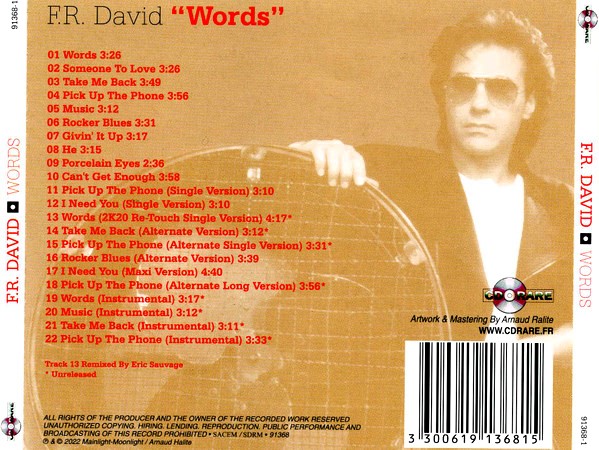 fr david trasera F.R. David – Words Cd (Bonus Tracks)