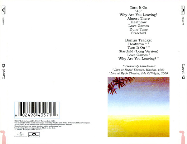level 42 first album trasera Level 42 – Level 42 Cd (Bonus Tracks)