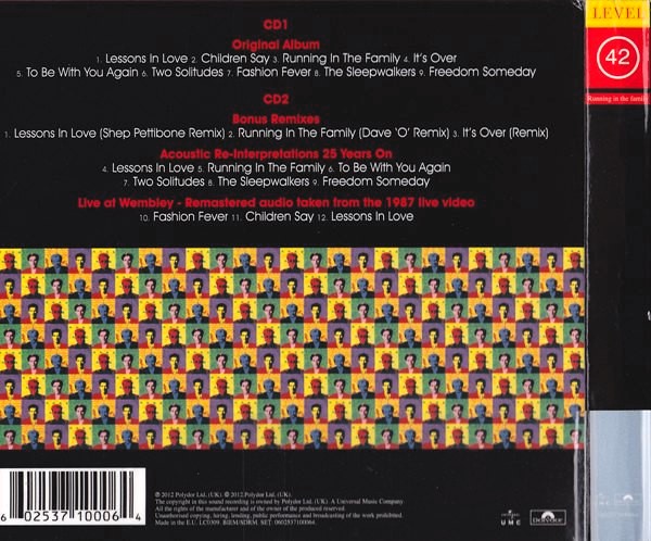 level 42 running deluxe trasera Level 42 – Running In The Family Cd doble Deluxe Edition 25th Anniversary (Bonus Tracks)
