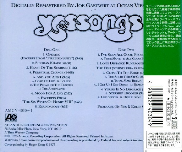 Yes – Yessongs Cd Japonés