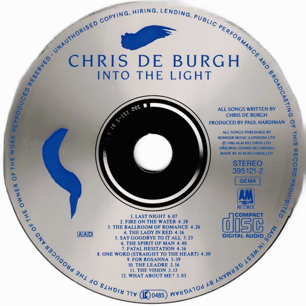Chris de Burgh – Into The Light Cd (West Germany - AOR)