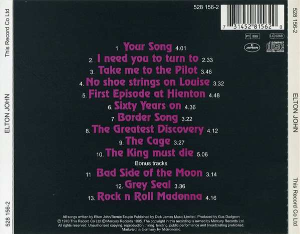 Elton John – Elton John Cd (Bonus Tracks)