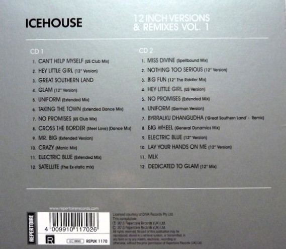 icehouse 12 inches trasera Icehouse – 12 Inch Versions & Remixes Vol. 1 Cd