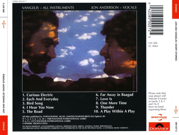 Jon And Vangelis – Short Stories Cd