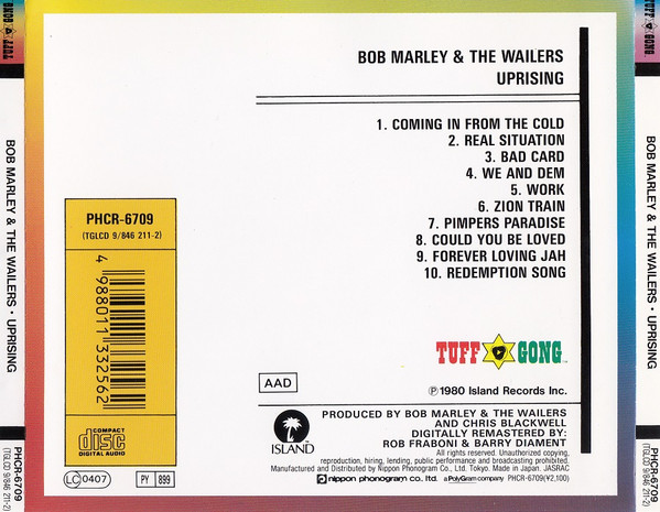 Bob Marley & The Wailers – Uprising Cd Japonés