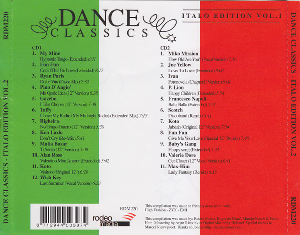 Dance Classics - Italo Edition Vol. 1 Cd (Varios Artistas : 12", Extended & Remixes / Pino D'Angio - Righeira - Ivan)