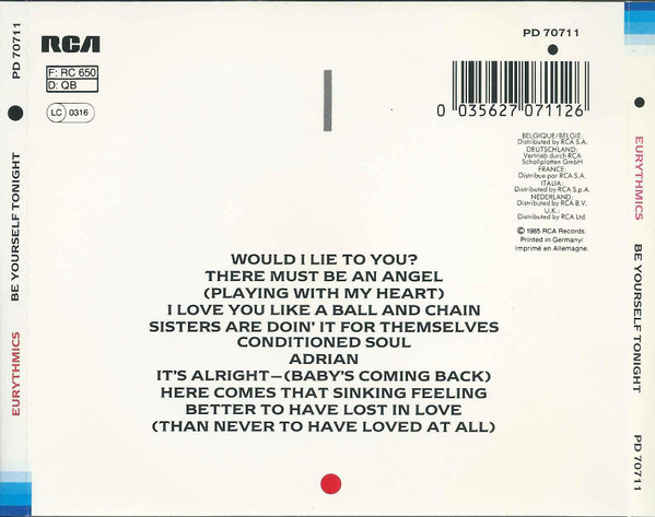 Eurythmics – Be Yourself Tonight Cd