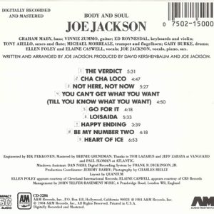 Joe Jackson – Body And Soul Cd