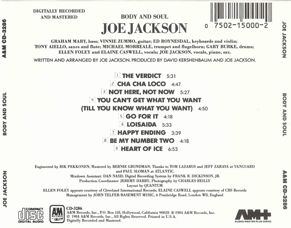 Joe Jackson – Body And Soul Cd