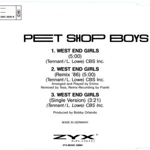 Pet Shop Boys – West End Girls Cd Single