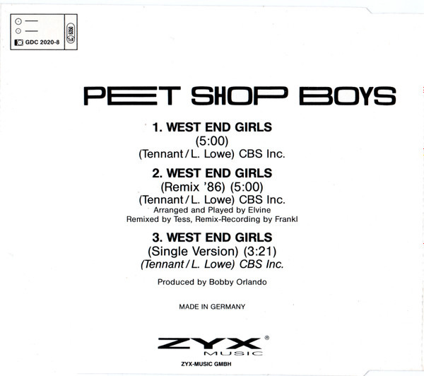 Pet Shop Boys – West End Girls Cd Single