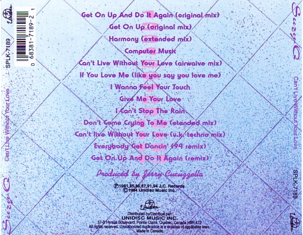 Suzy-Q – Can't Live Without Your Love Cd (Bonus Tracks)
