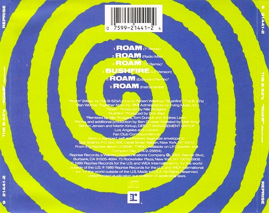 B52 roam single usa trasera The B-52's – Roam Cd Maxi Single (Extended, Remixes, Instrumental)