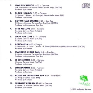 Cerrone best of caratula Cerrone - The Best Of Cd (Incluye : Don Ray Got To Have Loving / Kongas Africanism)