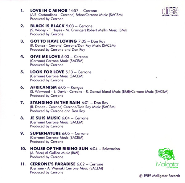 Cerrone best of caratula Cerrone - The Best Of Cd (Incluye : Don Ray Got To Have Loving / Kongas Africanism)