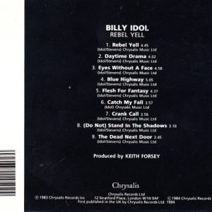 billy idol rebel trasera Billy Idol – Rebel Yell Cd
