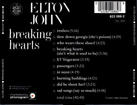 elton john breaking trasera Elton John – Breaking Hearts Cd