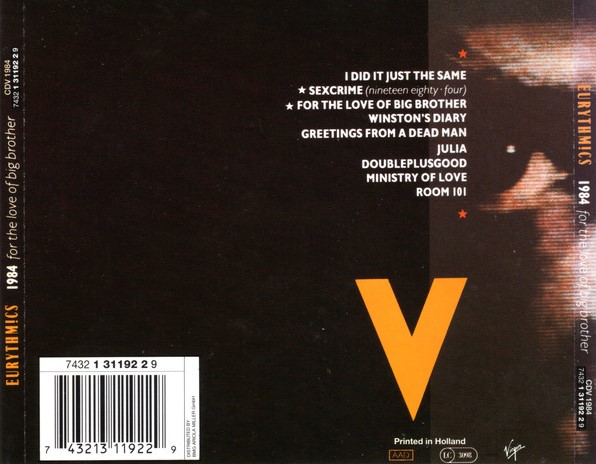 eurythmics 1984 trasera Eurythmᴉcs – 1984 (For The Love Of Big Brother) Cd
