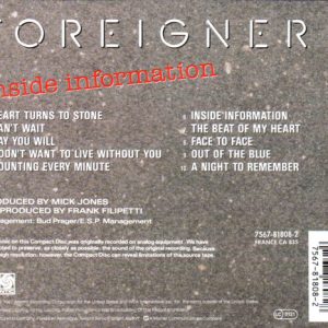 foreigner inside trasera Foreigner – Inside Information Cd