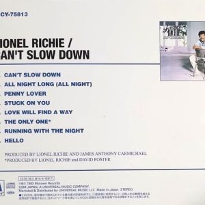 Lionel Richie – Can't Slow Down Cd Japonés