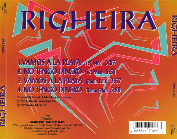 Righeira – Vamos A La Playa / No Tengo Dinero Cd Single