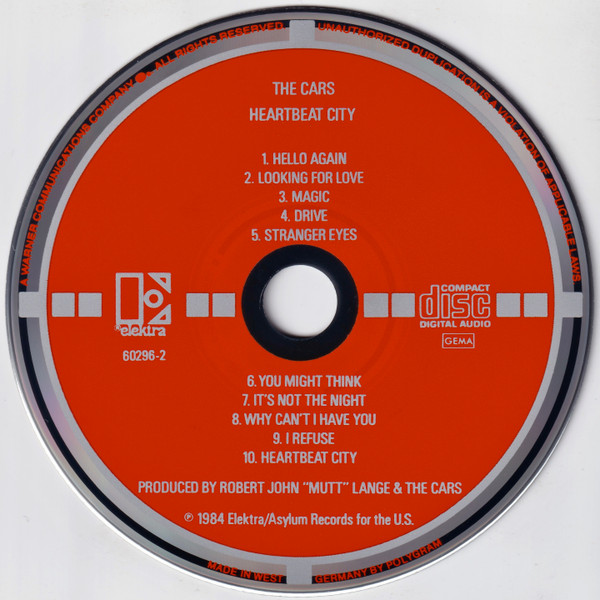 the cars heartbeat WG cd The Cars – Heartbeat City Cd (West Germany Target)