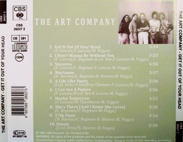 art company trasera The Art Company – Get It Out Of Your Head Cd (Incluye : Susanna)
