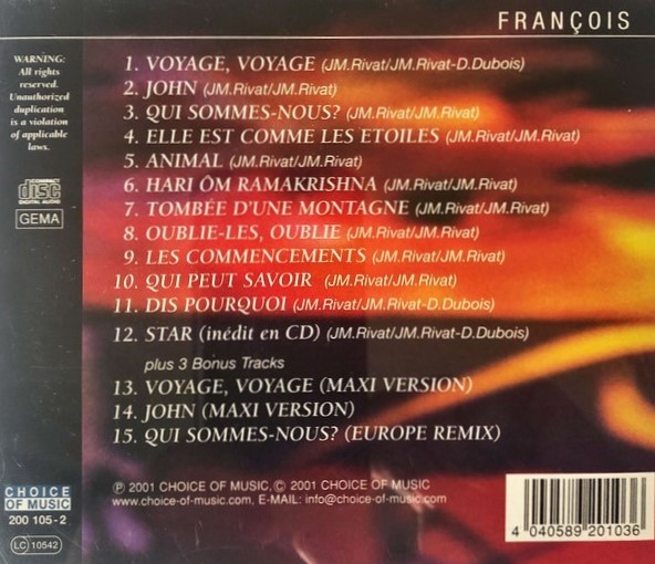 desireless trasera Desireless – François Cd (Bonus Tracks)