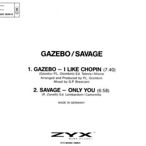 gazebo single trasera Gazebo – I Like Chopin / Savage - Only You Cd Single