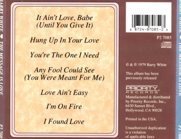 Barry White – The Message Is Love Cd