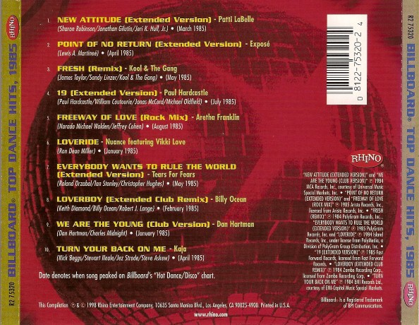 Billboard Top Dance Hits 1985 - Cd (Varios Artistas 12" : Dan Hartman - Billy Ocean - Exposé)