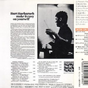 burt bacharach make it trasera Burt Bacharach – Make It Easy On Yourself Cd Japonés