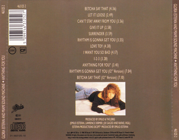 gloria estefan anything trasera Gloria Estefan And Miami Sound Machine – Anything For You Cd (Bonus Tracks)