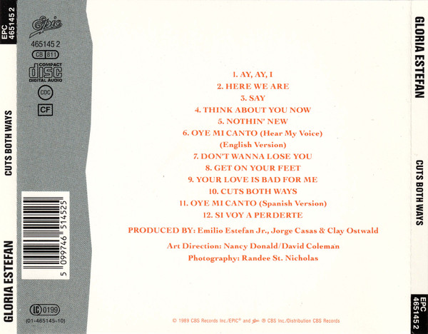 gloria estefan cuts trasera Gloria Estefan – Cuts Both Ways Cd (Bonus Tracks)