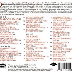 jason donovan deluxe trasera Jason Donovan – Ten Good Reasons Cd Deluxe Edition (12", Remixes, Intrumentals)