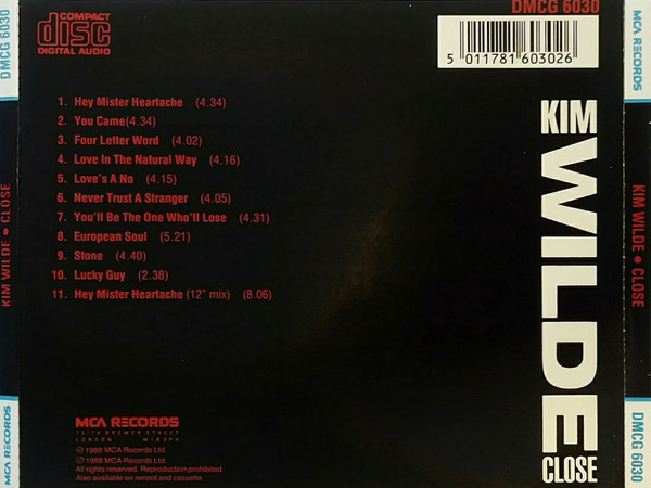 kim wild close trasera Kim Wilde – Close Cd (Bonus Track)