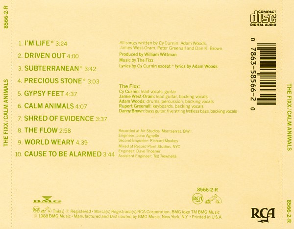 the fixx calm animals trasera The Fixx – Calm Animals Cd