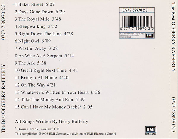 gerry rafferty best of trasera Gerry Rafferty – The Best Of Gerry Rafferty Cd (Incluye : The Royal Mile)