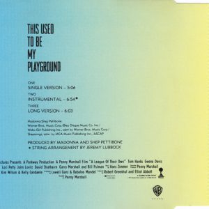 madonna playground single trasera Madonna – This Used To Be My Playground Cd single