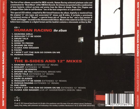 nik kershaw human deluxe trasera Nik Kershaw – Human Racing Cd (Deluxe Edition : 12", Extended & Remixes)