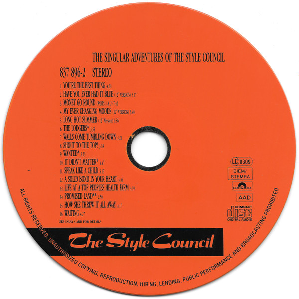 style council best of cd The Style Council – The Singular Adventures Of The Style Council (Greatest Hits Vol. 1) Cd