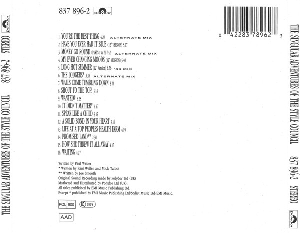 style council best of trasera The Style Council – The Singular Adventures Of The Style Council (Greatest Hits Vol. 1) Cd