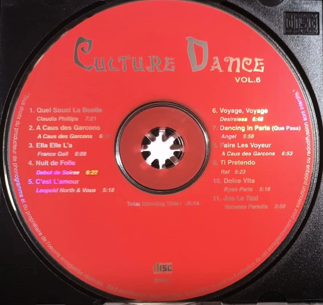 Culture Dance Vol. 6 - Cd (Varios Artistas 12", Extended & Remixes Versions : Claudia Phillips - A Caus Des Garcons - Leopold Nord & Vous - France Gall)