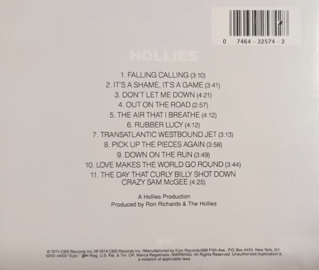 hollies hollies trasera The Hollies – Hollies Cd (The Day That Curly Billy Shot Down Crazy Sam McGee)